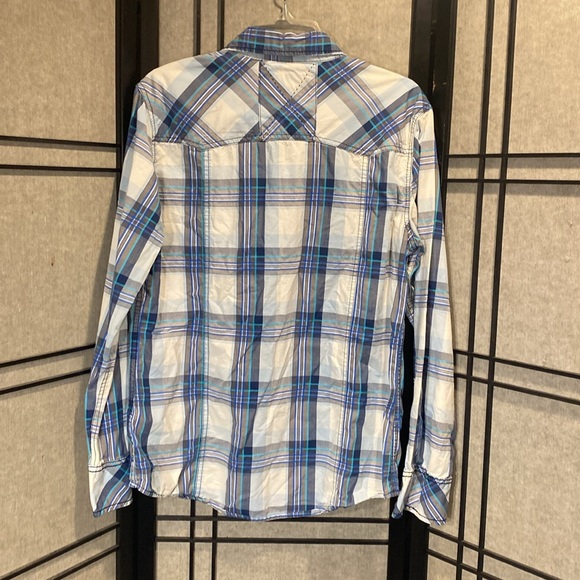 BKE standard fit size M cotton pearl snap down collared shirt cowboy - Picture 3 of 12